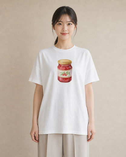 半袖Tシャツ レディース はちみつ 食べ物 フード イラスト きれいめ 普段着 週末コーデ 白T