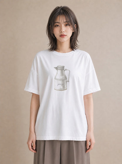 Tシャツ レディース はちみつ 食べ物 フード イラスト 散歩 お出かけ 白T