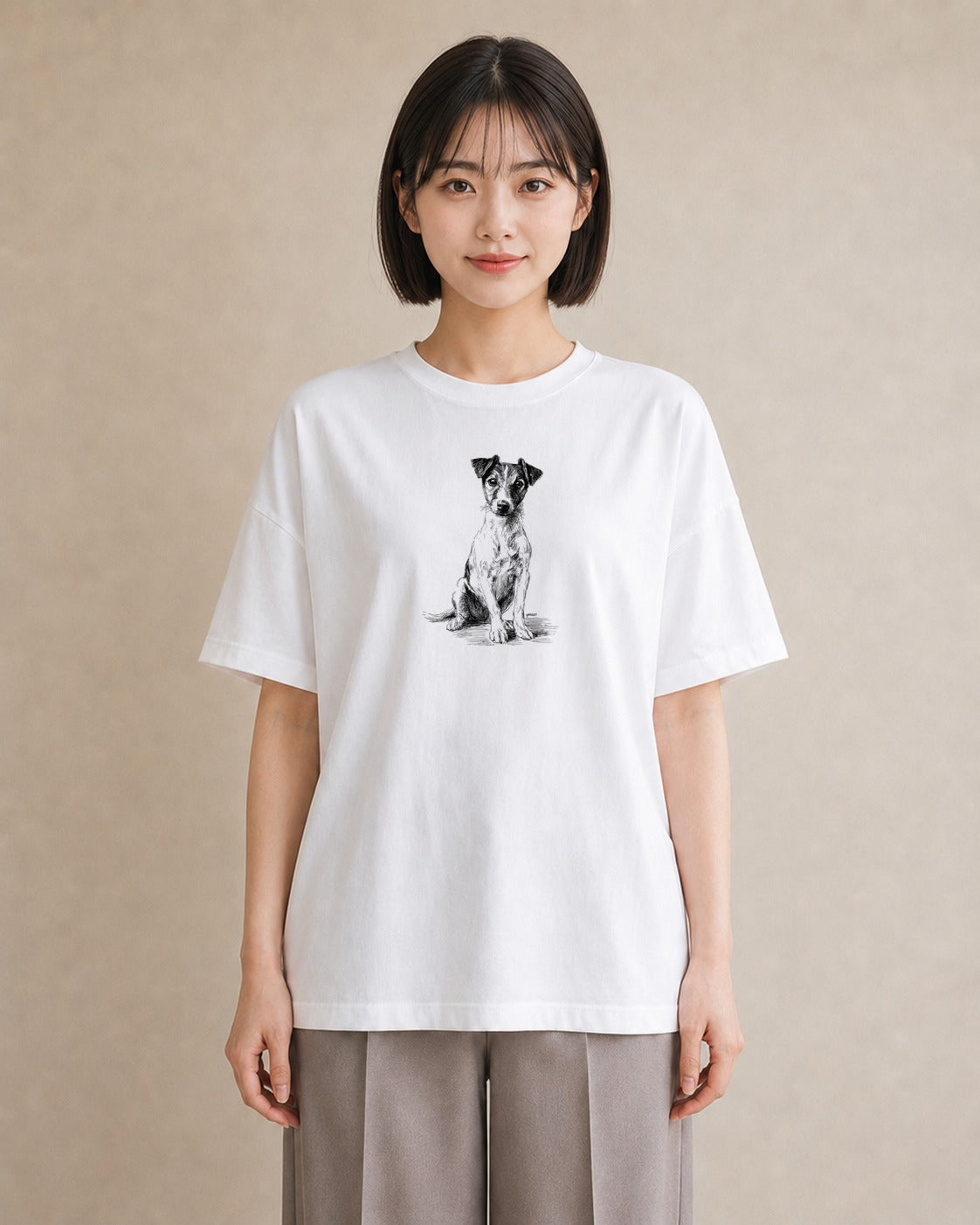 半袖Tシャツ レディース ジャックラッセルテリア 犬 いぬ イラスト ボタニカル 母娘コーデ 自分用 白T