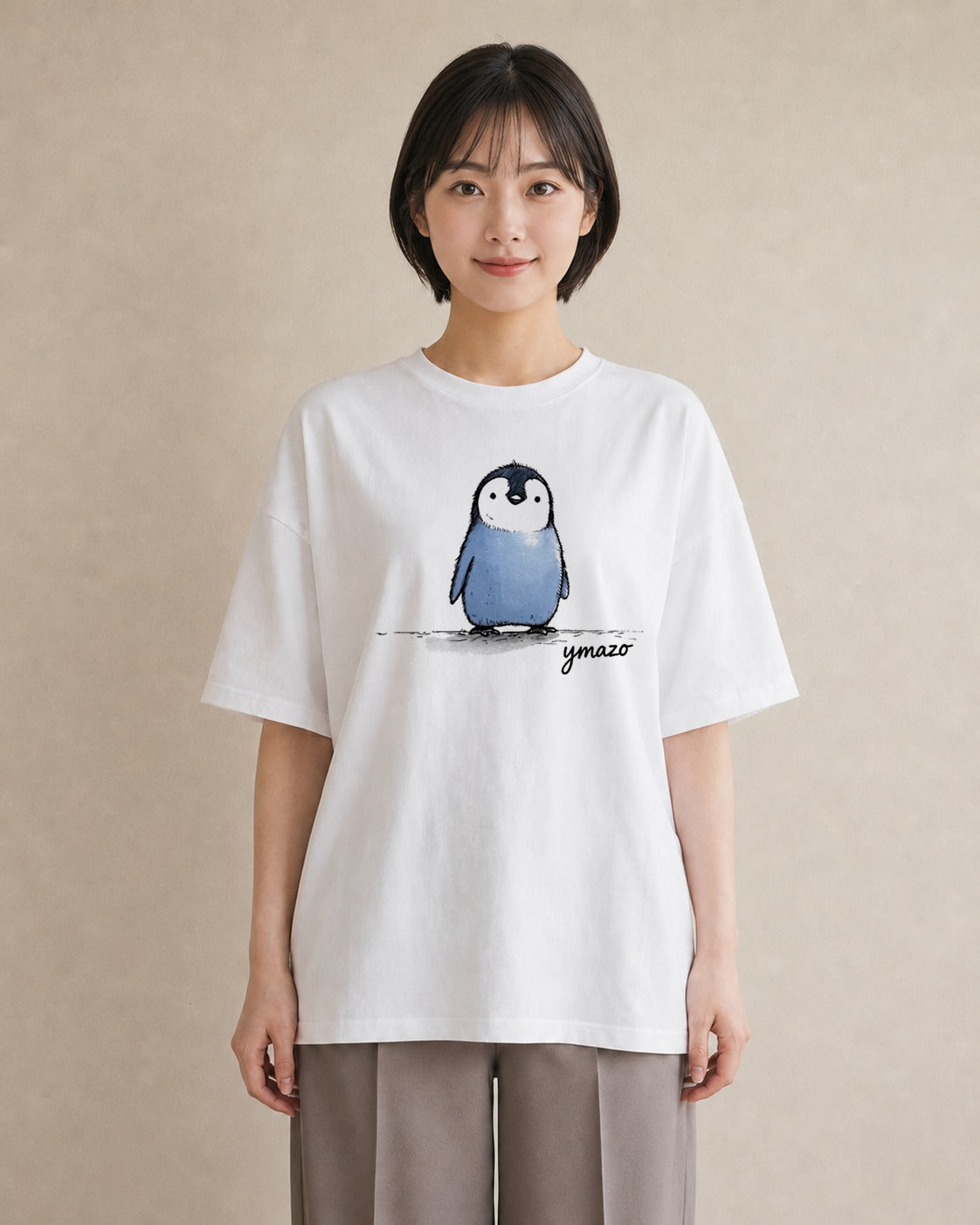 半袖Tシャツ レディース ペンギン ぺんぎん 動物 アニマル イラスト きれいめカジュアル 帰省 ラフ 白T