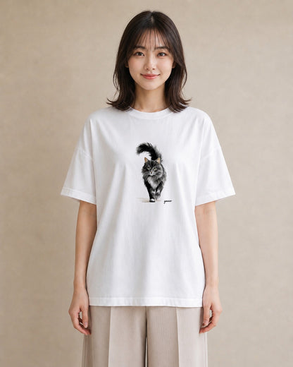Tシャツ レディース ソマリ 猫 ねこ イラスト レトロ 春コーデ 姉妹 白T