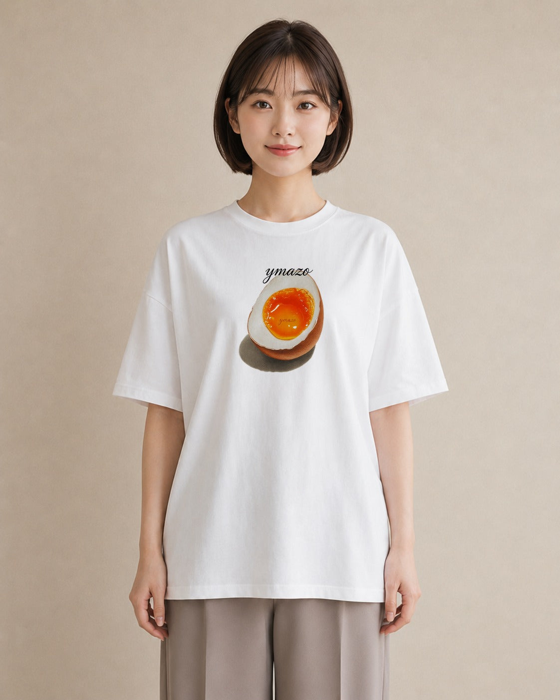 プリントTシャツ レディース 目玉焼き 食べ物 フード イラスト こなれ感 在宅 公園 白T