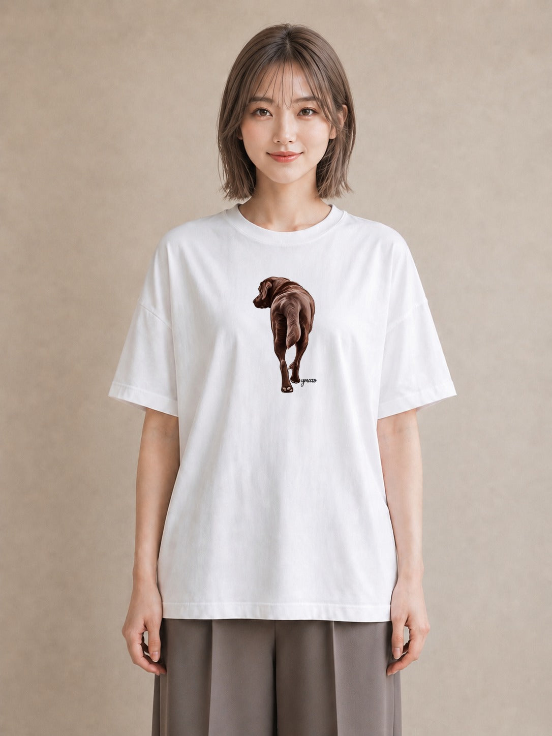 プリントTシャツ レディース ラブラドールレトリバー 犬 いぬ イラスト 韓国風 綿100 デート 白T