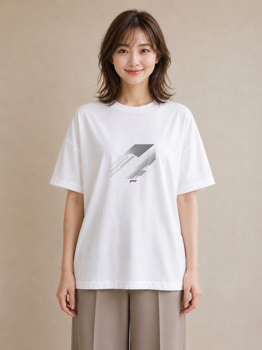 Tシャツ レディース 幾何学 ミニマル ジオメトリック イラスト ラフ 散歩 お出かけ 白T