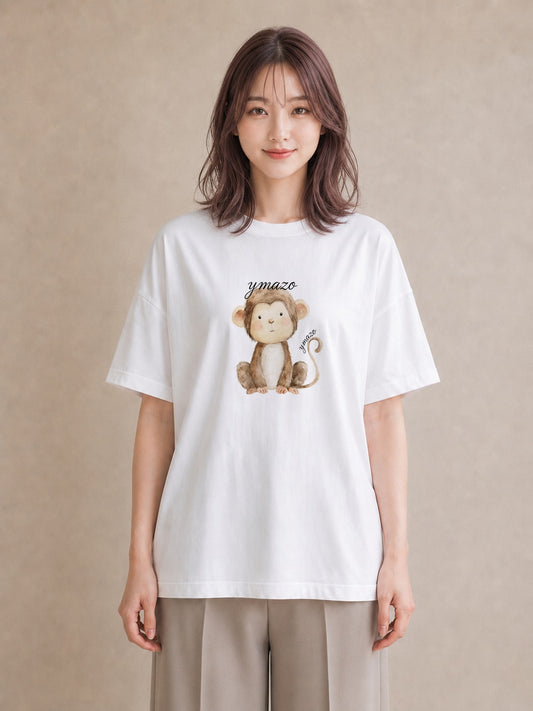 Tシャツ レディース ナマケモノ 動物 アニマル イラスト フェミニン 20代 カジュアルコーデ 白T