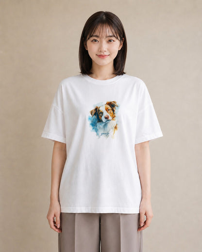 Tシャツ レディース ミックス犬 犬 いぬ イラスト 淡色 20代 カジュアルコーデ 白T