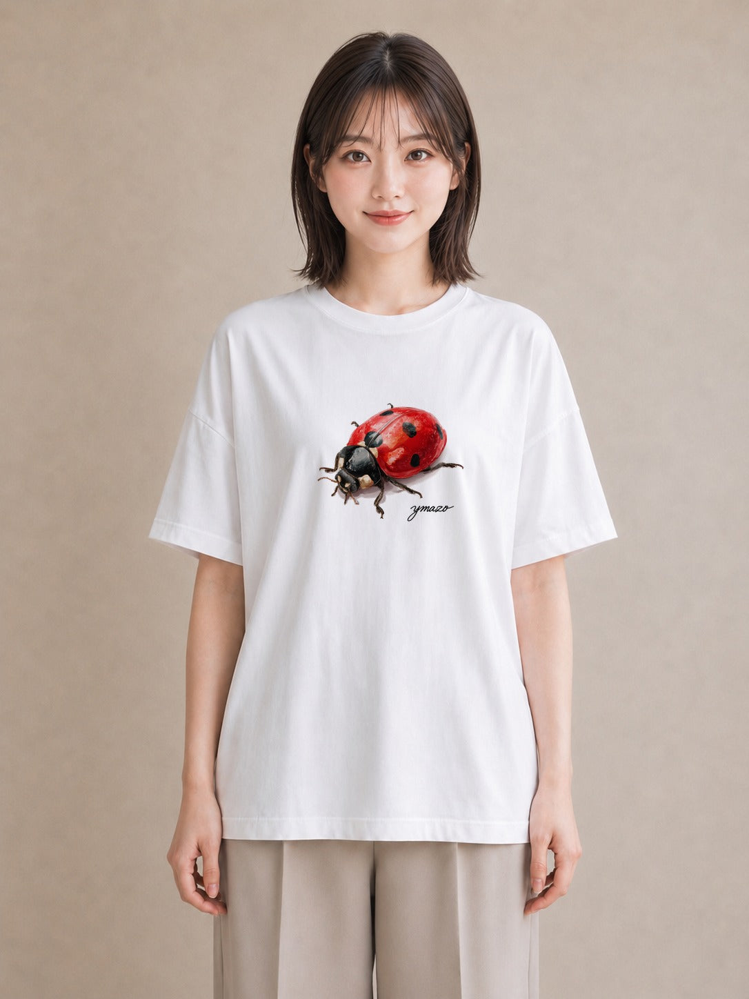半袖Tシャツ レディース アリ 昆虫 虫 イラスト 手描き風 通勤 在宅 白T