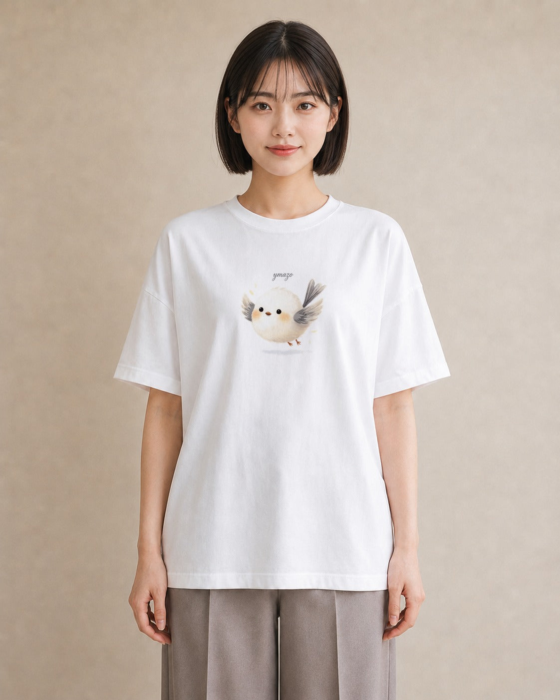 デザインTシャツ レディース 小鳥 ペット 動物 イラスト レトロ 海 カフェ巡り 白T