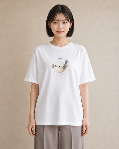 デザインTシャツ レディース 小鳥 ペット 動物 イラスト レトロ 海 カフェ巡り 白T