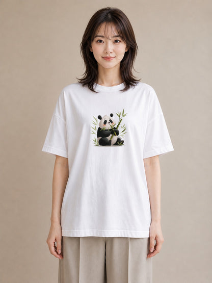 デザインTシャツ レディース パンダ 動物 アニマル イラスト 抜け感 敬老の日 ホワイトデー 白T