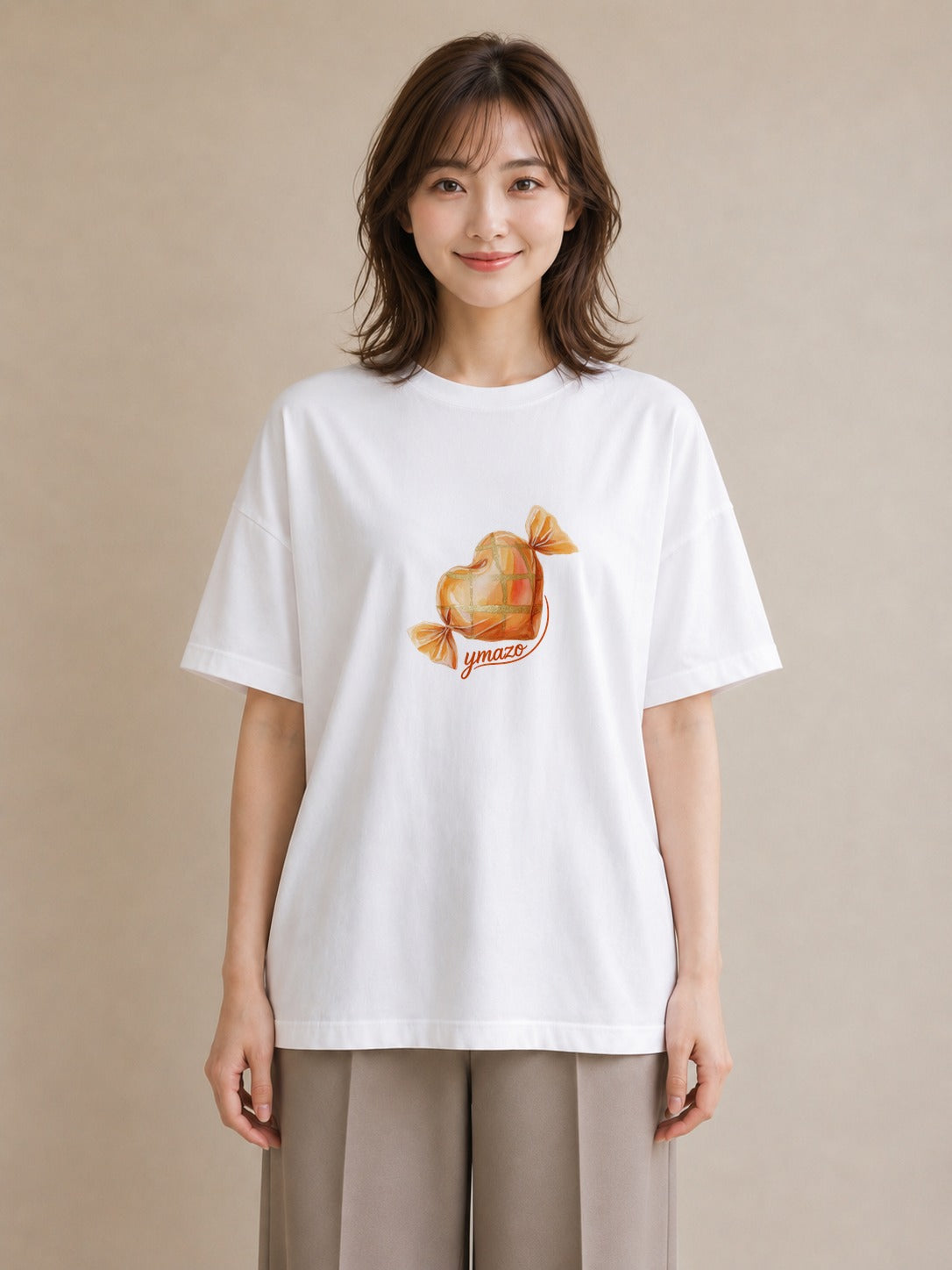 Tシャツ レディース キャンディ 食べ物 フード イラスト モード ペアコーデ 秋コーデ 白T