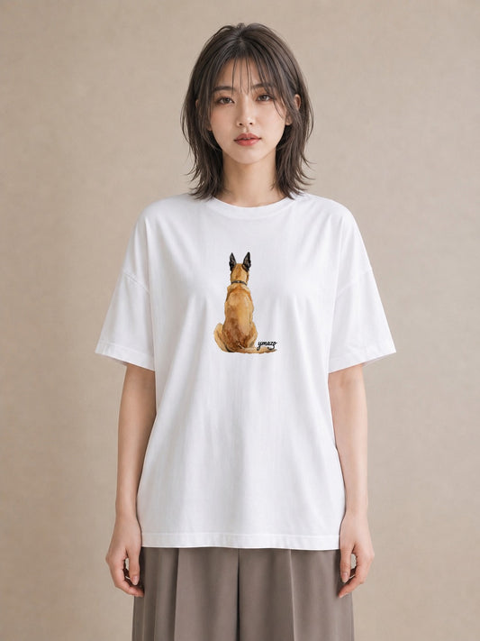半袖Tシャツ レディース 犬好き 犬 いぬ イラスト きれいめ 散歩 お出かけ 白T