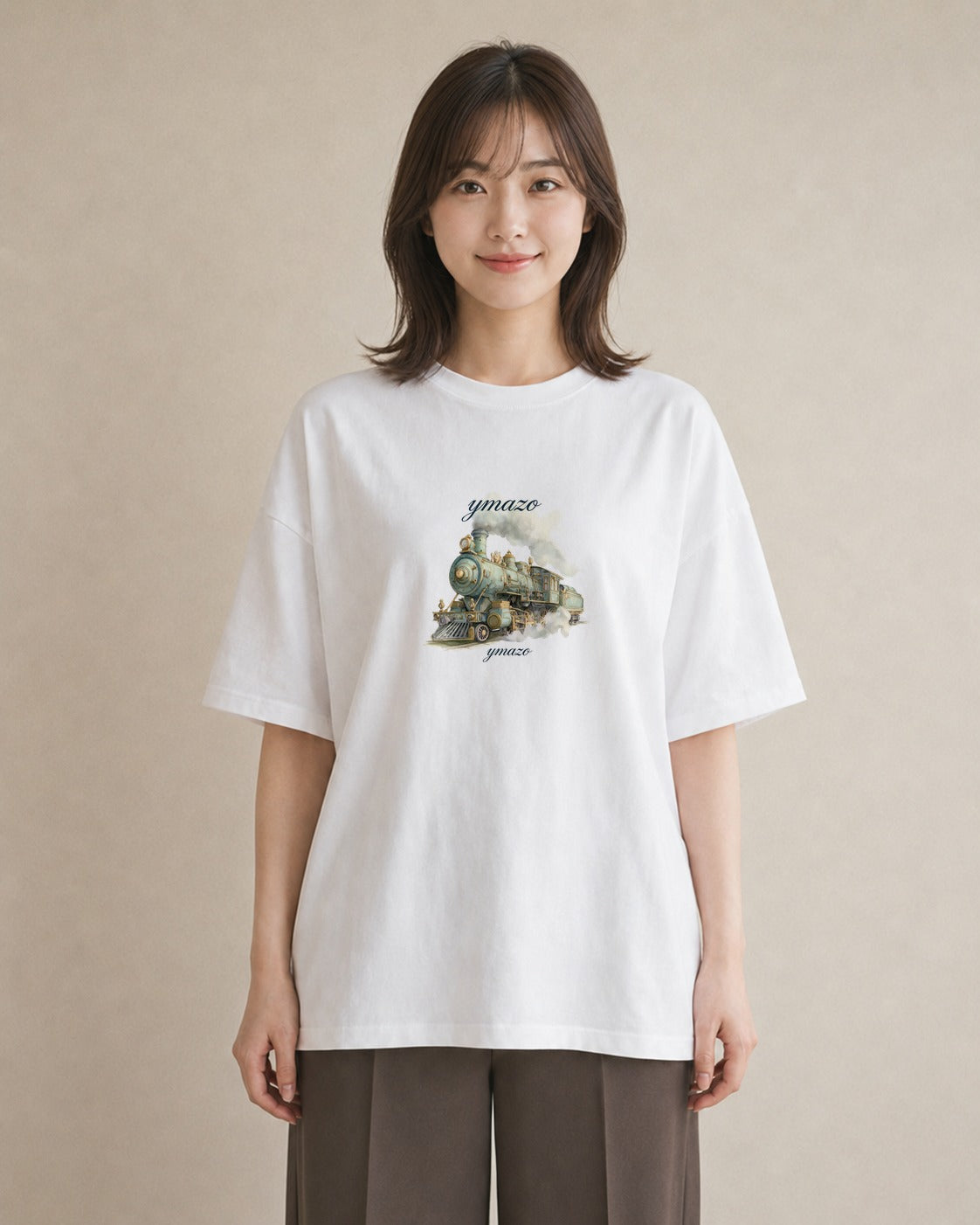 プリントTシャツ レディース 駅のホーム ローカル線 駅 ナチュラル アンティーク イラスト 個性的 お揃い 親子 白T