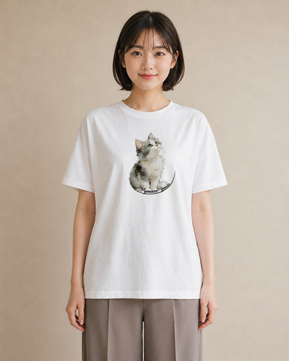 Tシャツ レディース 猫 ねこ イラスト ポップ 公園 ママ 白T