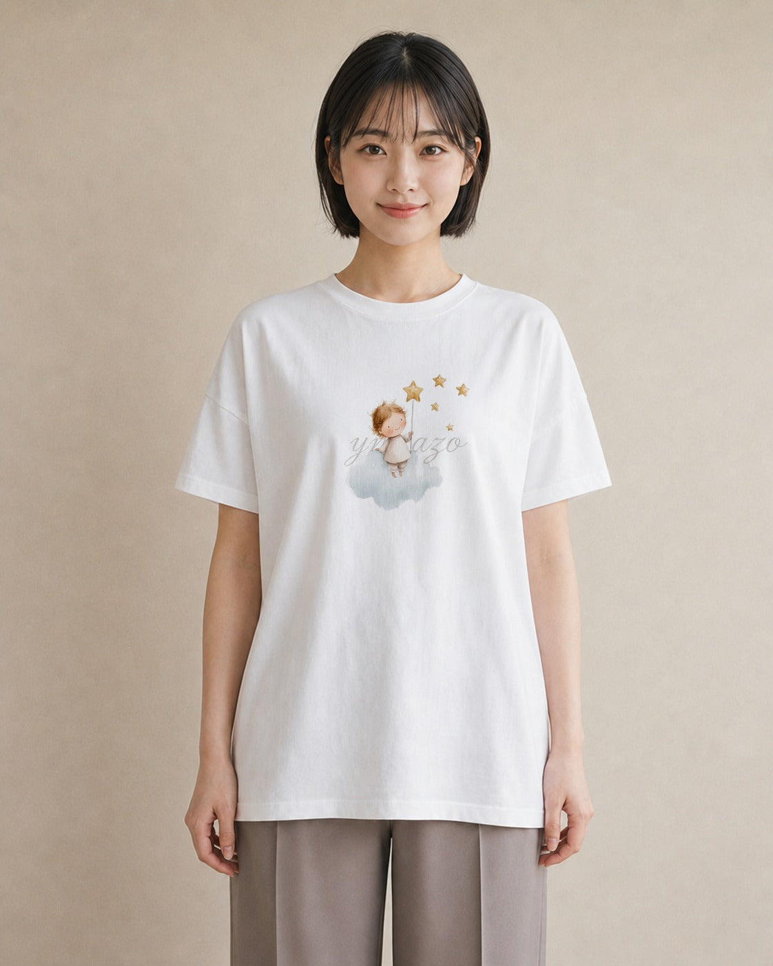 プリントTシャツ レディース 星 星空 宇宙 イラスト 旅行コーデ デート 帰省 白T
