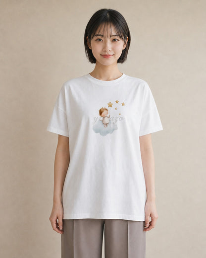 プリントTシャツ レディース 星 星空 宇宙 イラスト 旅行コーデ デート 帰省 白T