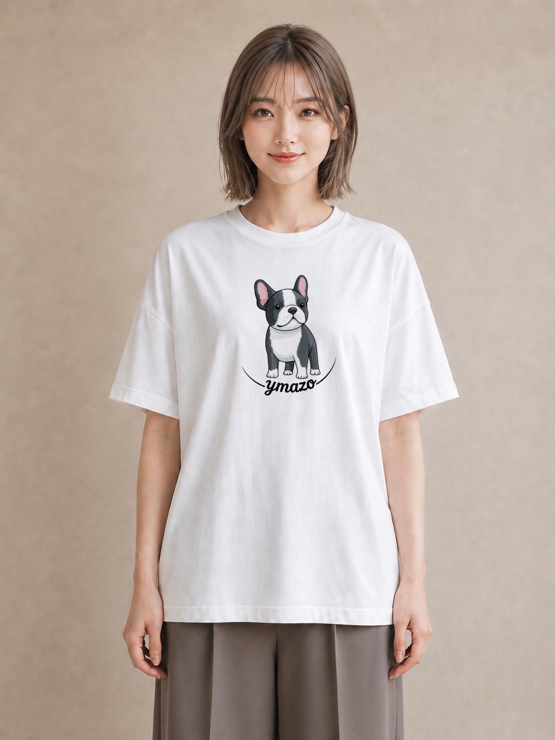 デザインTシャツ レディース 子犬 犬 いぬ イラスト フェミニン 誕生日プレゼント 綿100 白T