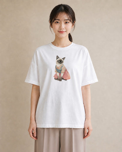 グラフィックTシャツ レディース 猫好き 猫 ねこ イラスト きれいめ 散歩 お出かけ 白T