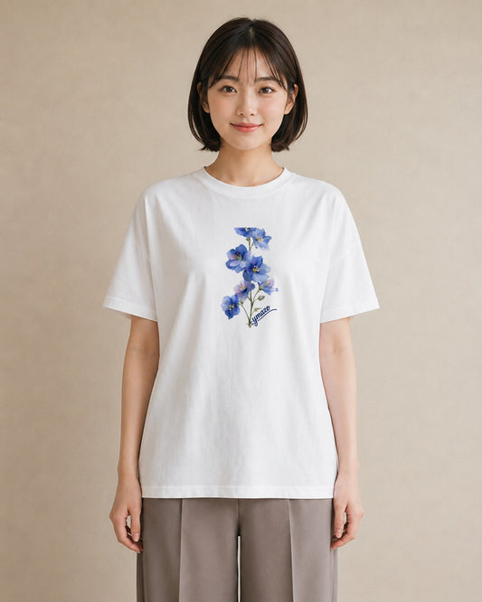 Tシャツ レディース あさがお 朝顔 花 花柄 イラスト こなれ感 デイリーウェア 休日 白T
