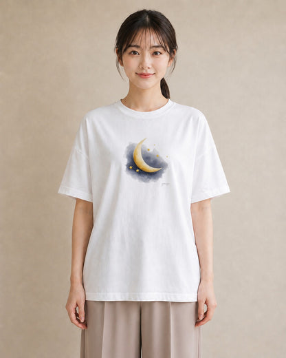 半袖Tシャツ レディース 天の川 星空 宇宙 イラスト ミセス 春コーデ 白T