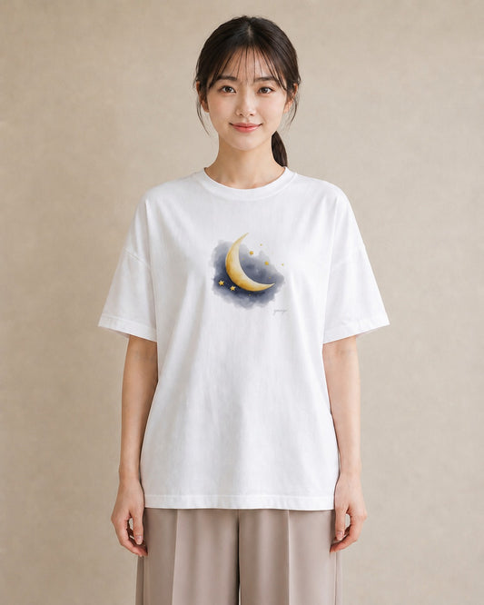 半袖Tシャツ レディース 天の川 星空 宇宙 イラスト ミセス 春コーデ 白T