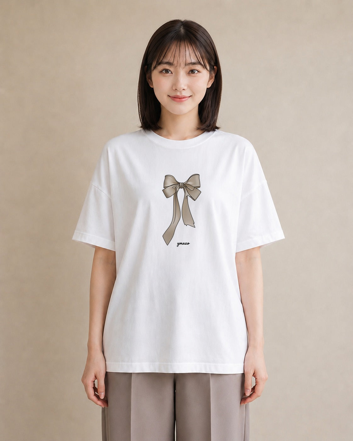 プリントTシャツ レディース リボン ボウ りぼん イラスト モード ホワイトデー 春服 白T