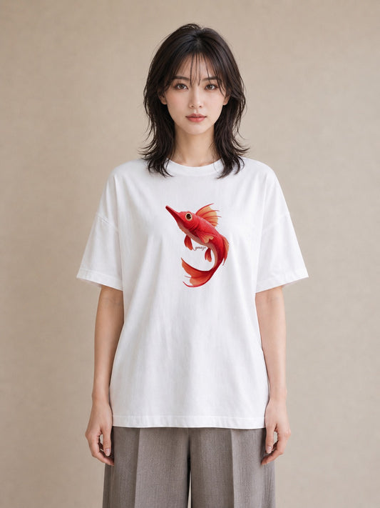 半袖Tシャツ レディース グッピー ペット 動物 イラスト モード ミセス 春コーデ 白T