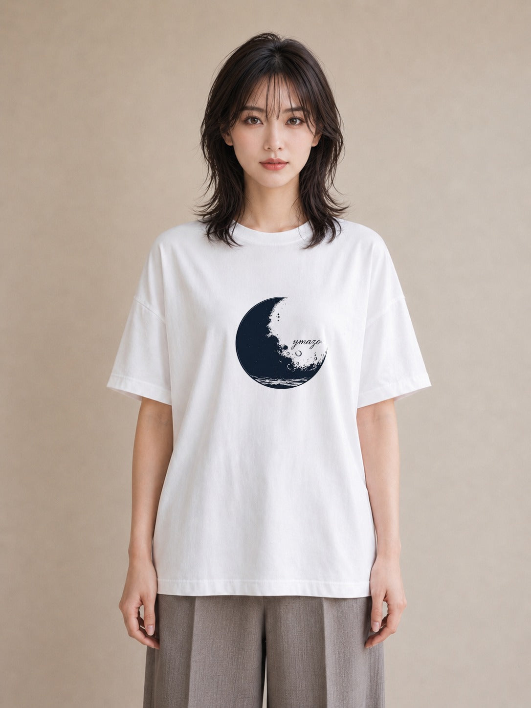 グラフィックTシャツ レディース 三日月 星空 宇宙 イラスト 手描き風 女子会 お揃い 白T