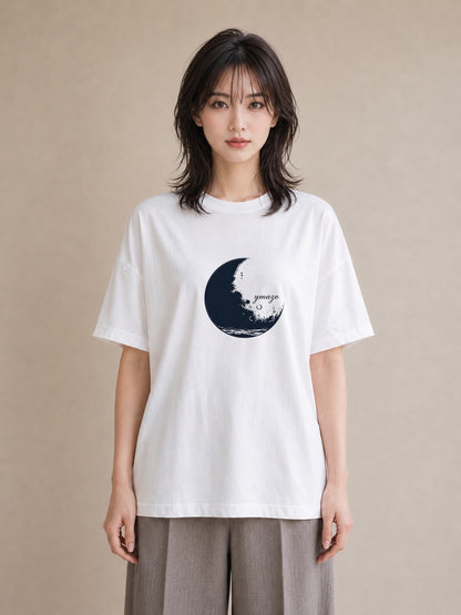 グラフィックTシャツ レディース 三日月 星空 宇宙 イラスト 手描き風 女子会 お揃い 白T