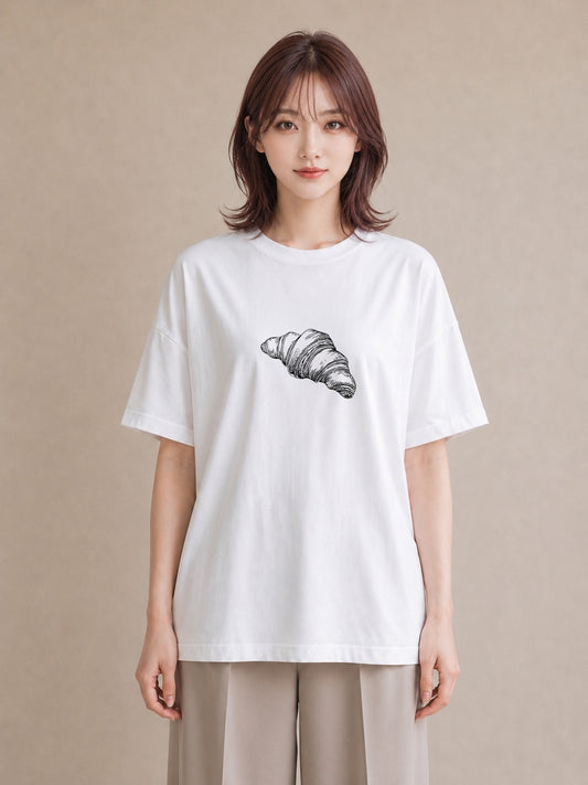 グラフィックTシャツ レディース パン ベーカリー イラスト ゆるコーデ ホワイトデー 春服 白T