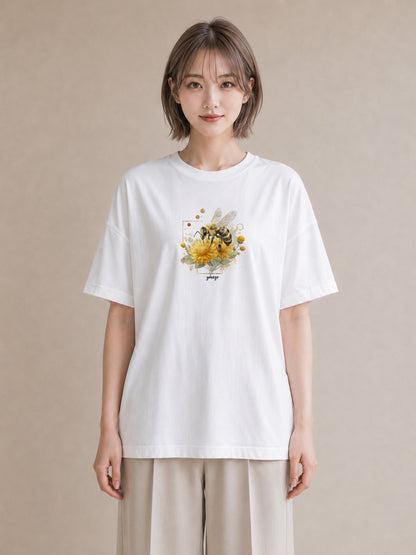グラフィックTシャツ レディース みつばち 昆虫 虫 イラスト きれいめ おしゃれギフト 社会人 白T
