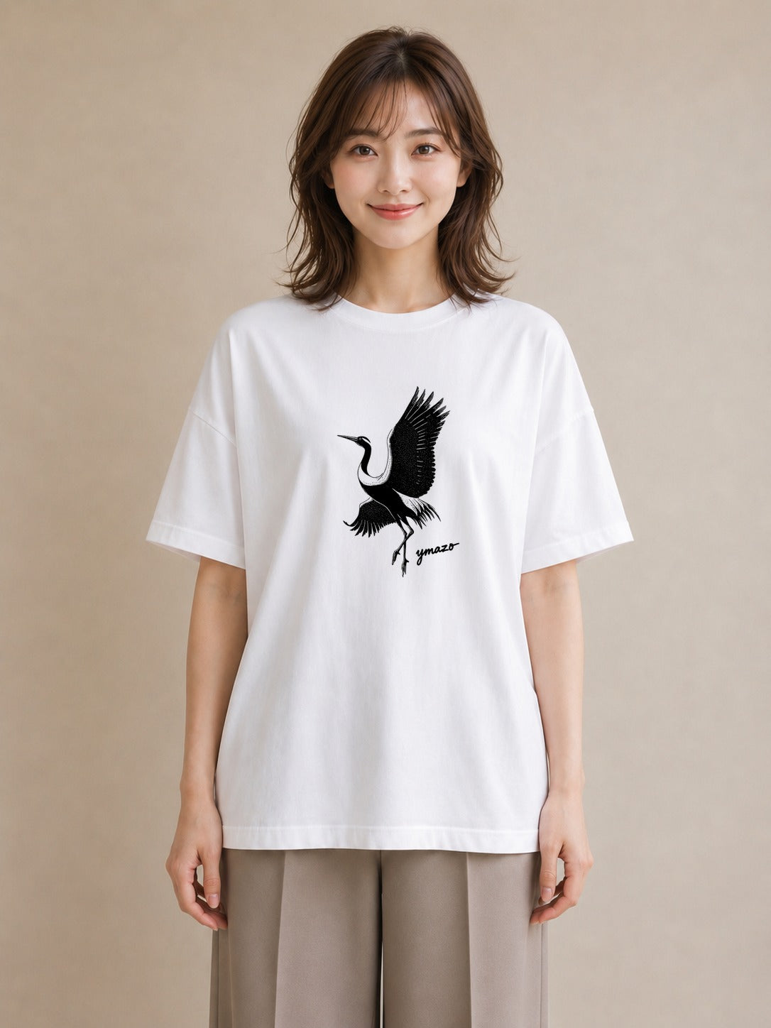 プリントTシャツ レディース 折り鶴 折り紙 ナチュラル アンティーク イラスト 手描き風 カフェ服 クリスマス 白T