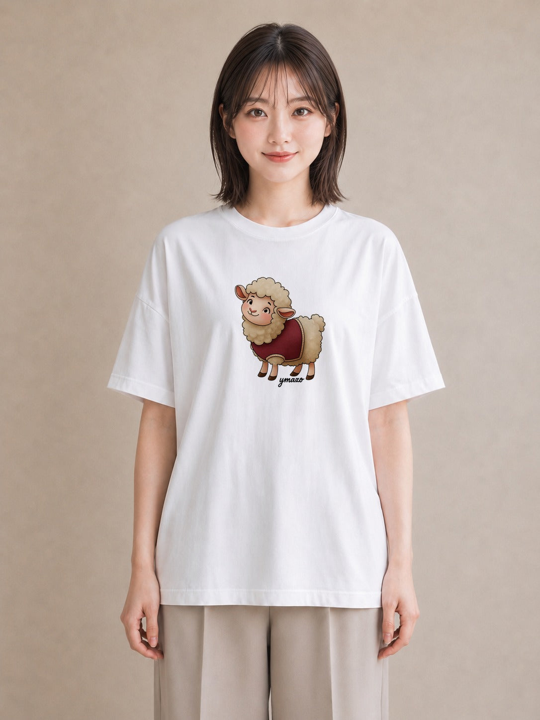 グラフィックTシャツ レディース ひつじ 動物 アニマル イラスト 手描き風 親子 20代 白T
