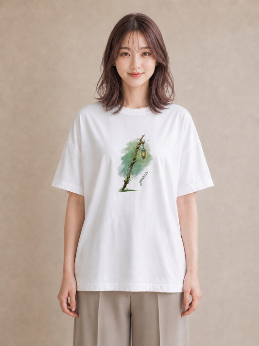 半袖Tシャツ レディース 街灯 夜霧 夜 ナチュラル アンティーク イラスト 旅行コーデ 旅行 母娘コーデ 白T