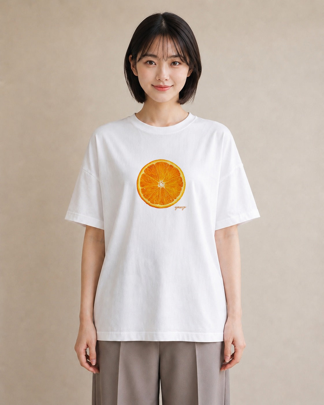 デザインTシャツ レディース みかん 食べ物 フード イラスト カジュアル 週末コーデ 敬老の日 白T