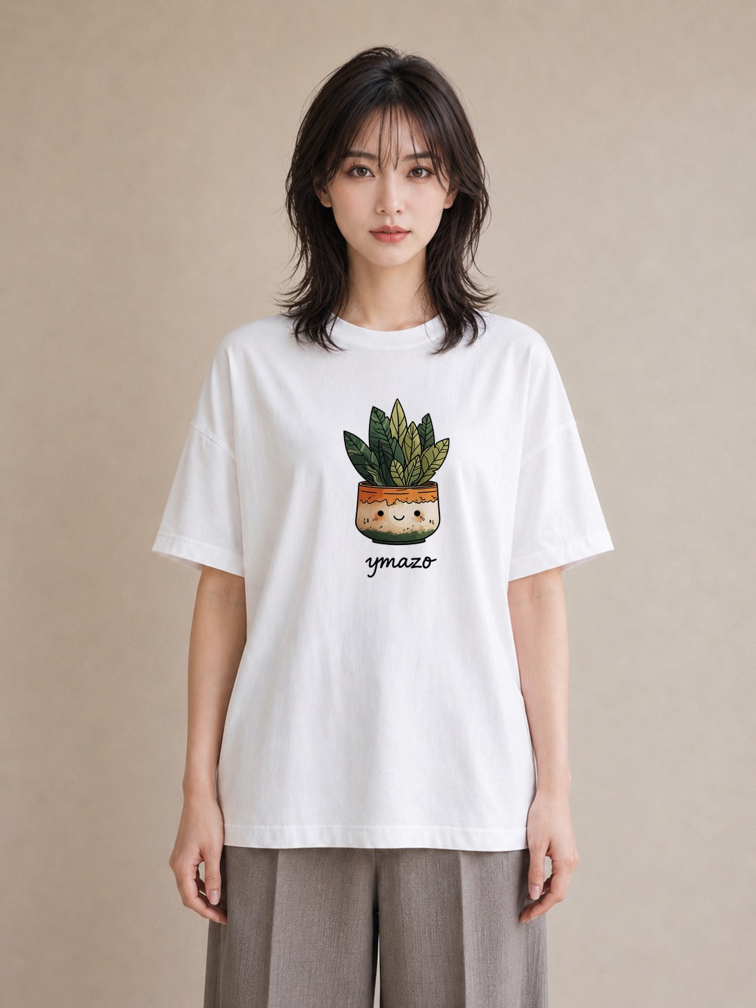 デザインTシャツ レディース サボテン 植物 ボタニカル イラスト 休日コーデ ママ カフェ服 白T