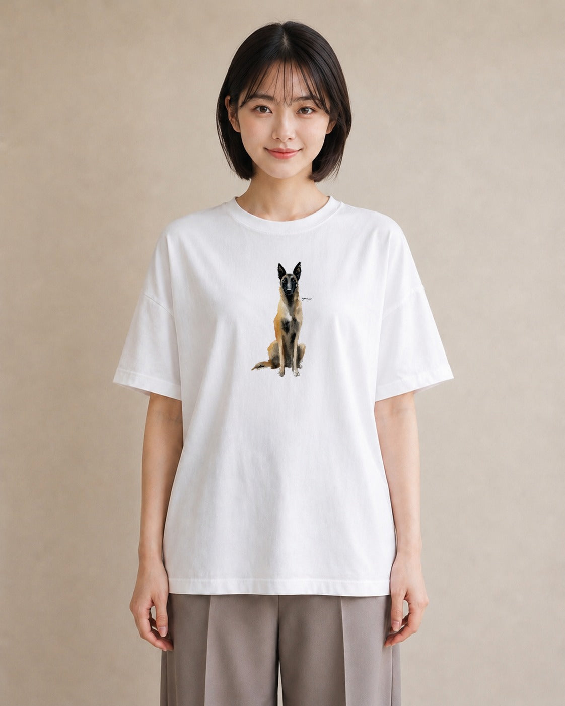 Tシャツ レディース ジャーマンシェパード 犬 いぬ イラスト 上品 送別ギフト 通勤 白T