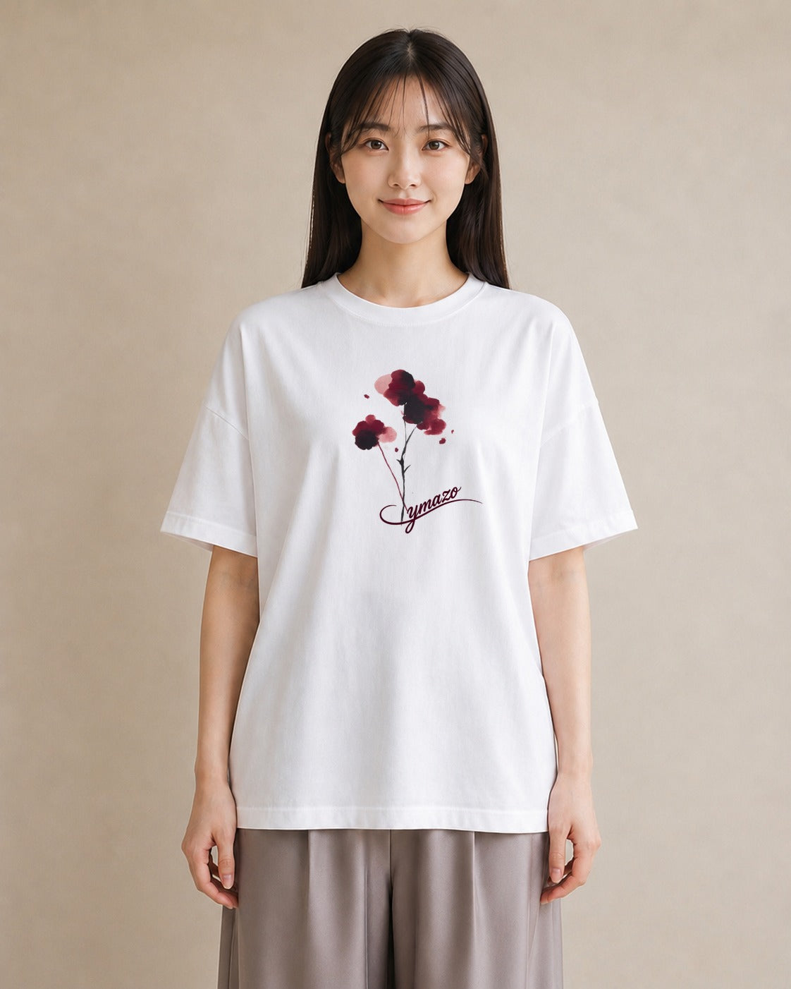 グラフィックTシャツ レディース ポスト 野の花 レトロ ナチュラル アンティーク イラスト 淡色 ルームウェア ギフト 白T