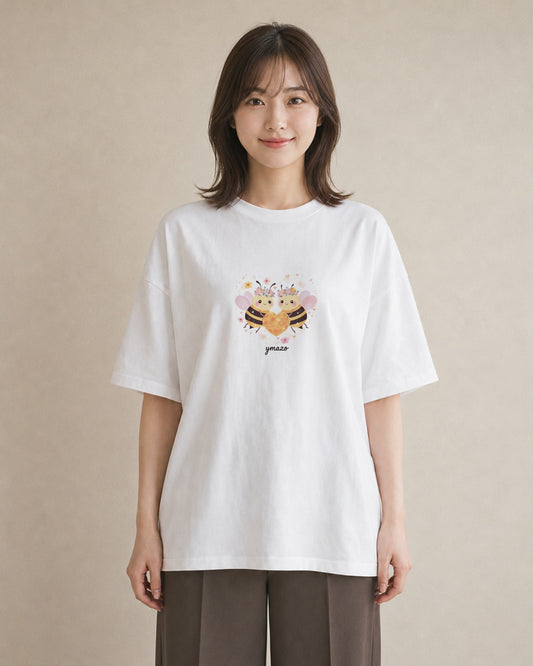 グラフィックTシャツ レディース みつばち 昆虫 虫 イラスト 可愛い 敬老の日 ホワイトデー 白T
