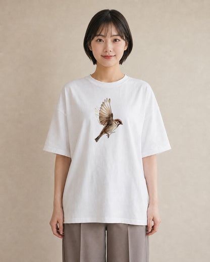 半袖Tシャツ レディース 白文鳥 ペット 動物 イラスト ゆるかわ ギフト 母の日 白T