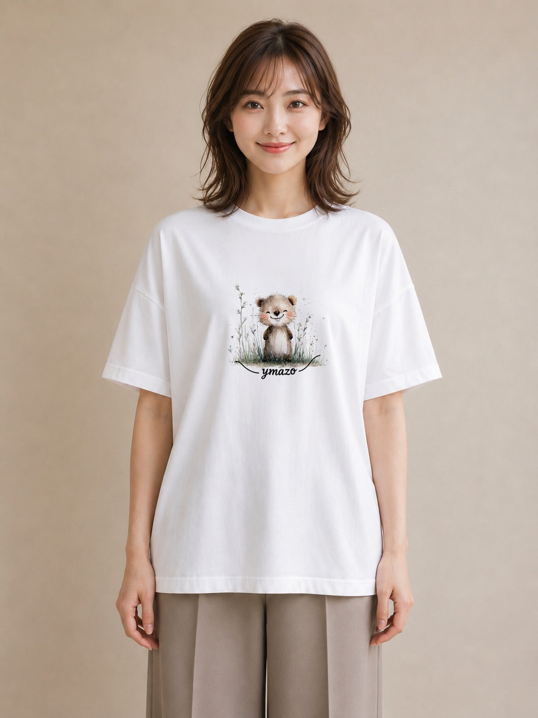 Tシャツ レディース ラッコ 動物 アニマル イラスト 休日コーデ 通学 誕生日プレゼント 白T