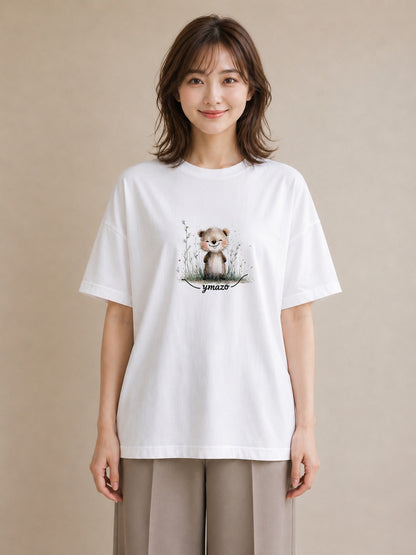 Tシャツ レディース ラッコ 動物 アニマル イラスト 休日コーデ 通学 誕生日プレゼント 白T