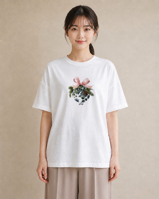 Tシャツ レディース 松ぼっくり 植物 ボタニカル イラスト 韓国風 秋コーデ おしゃれギフト 白T