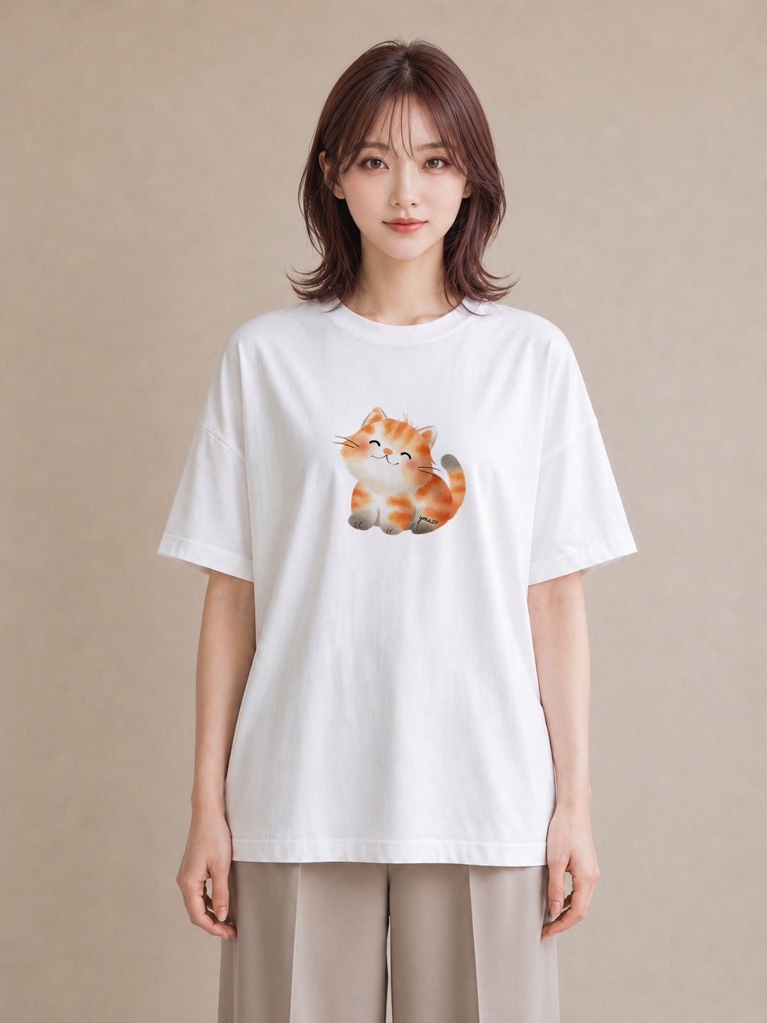 半袖Tシャツ レディース ラグドール 猫 ねこ イラスト レトロ 旅行用 海 白T