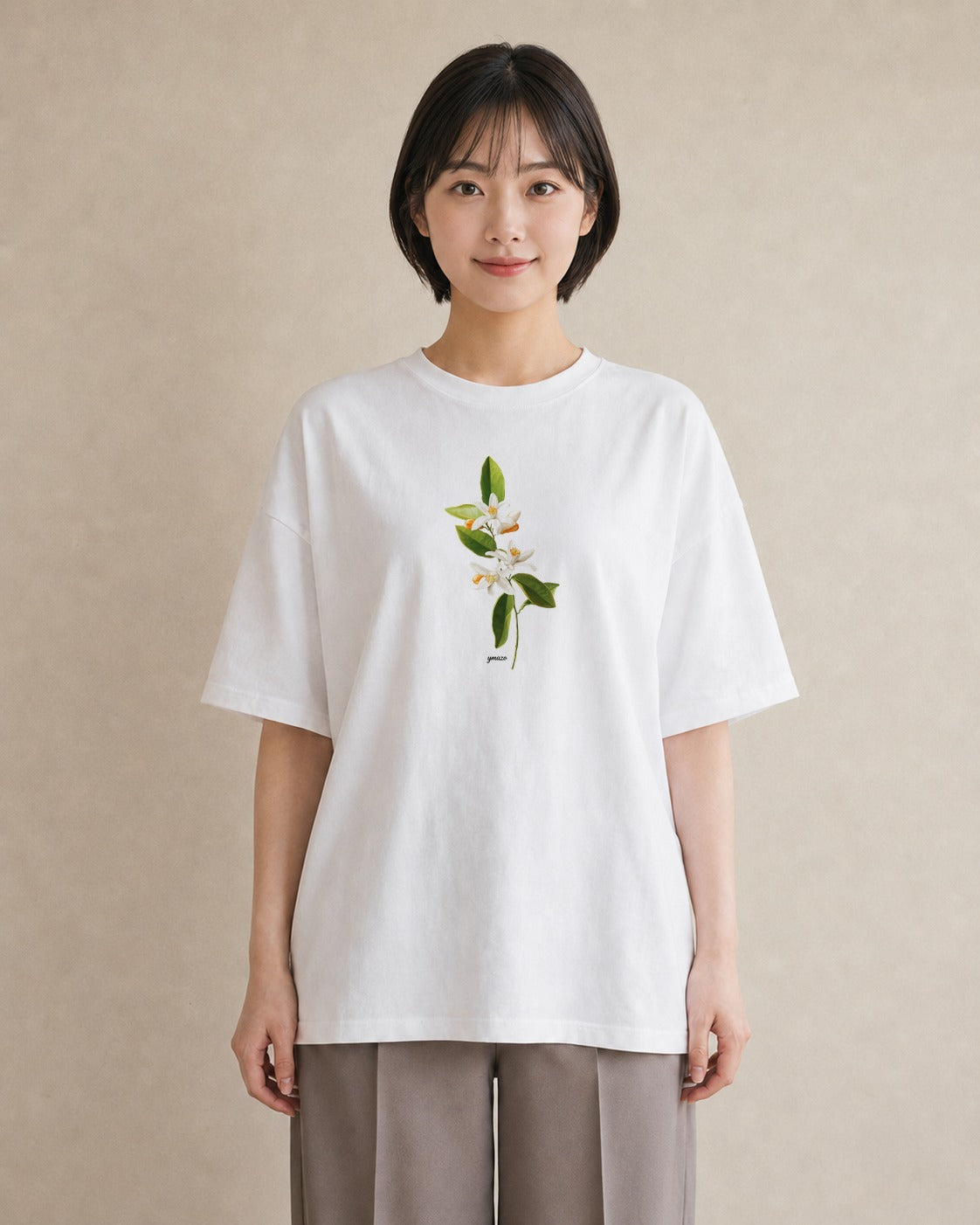 プリントTシャツ レディース 金木犀 花 花柄 イラスト ヴィンテージ風 部屋着 女性向けギフト 白T