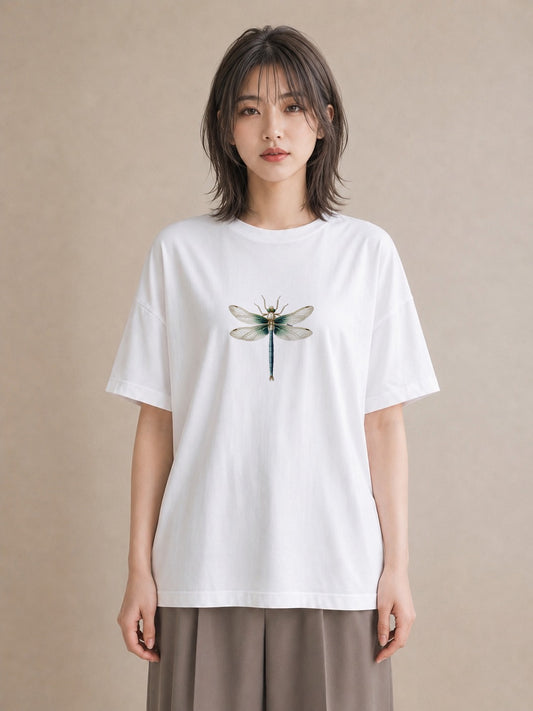 デザインTシャツ レディース とんぼ 昆虫 虫 イラスト 韓国風 20代 カジュアルコーデ 白T