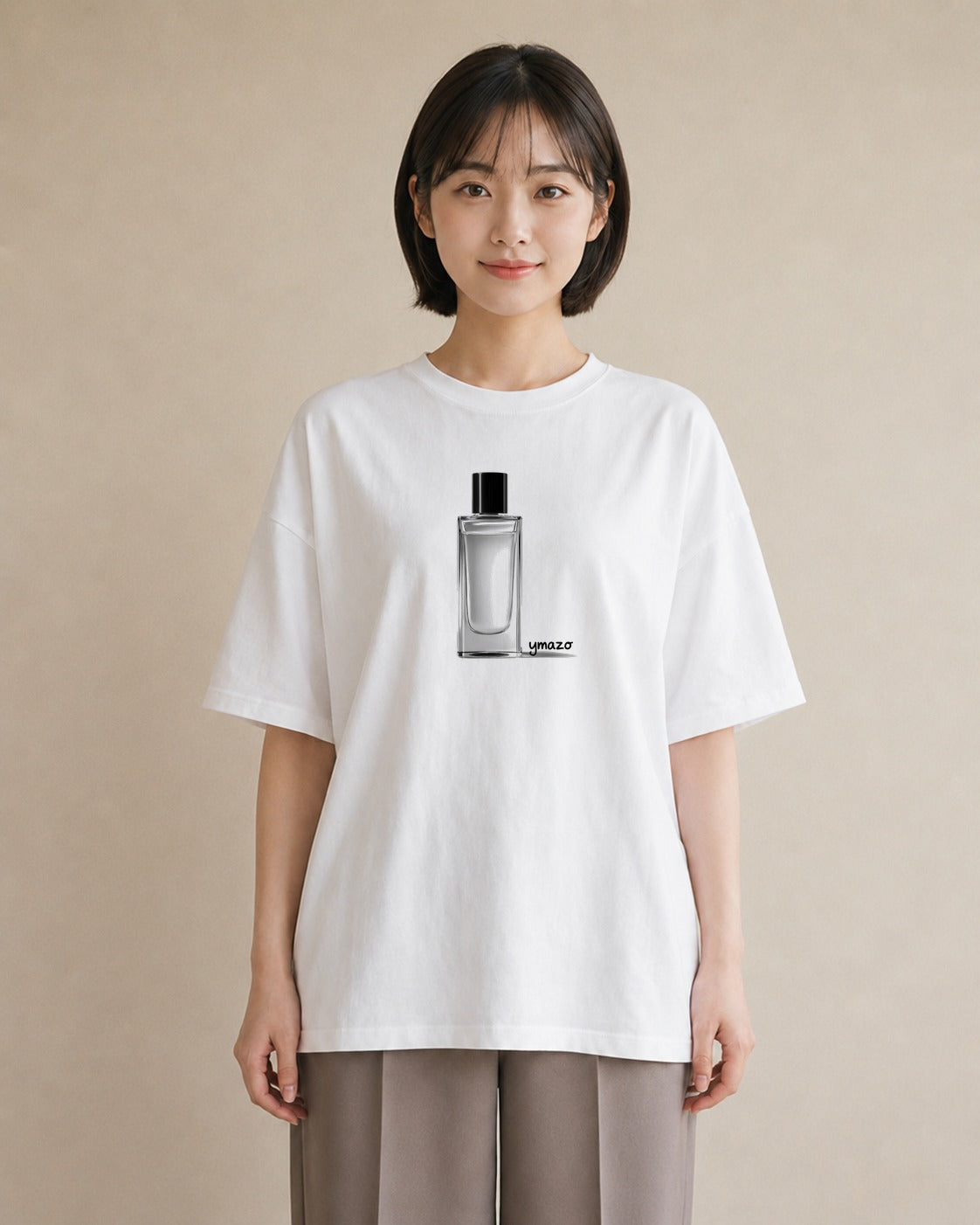 グラフィックTシャツ レディース 香水 香水瓶 パフューム イラスト モード 自分用 ルームウェア 白T