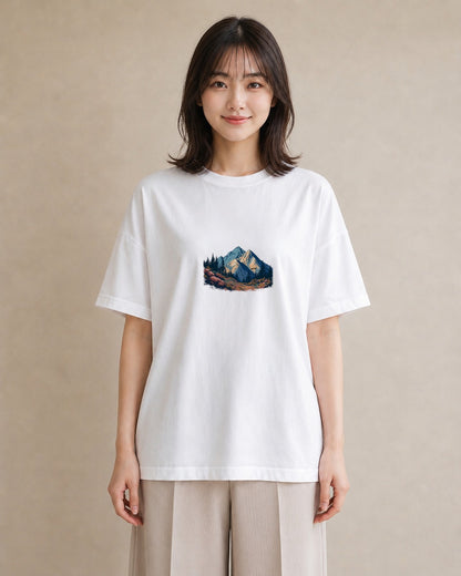 プリントTシャツ レディース 山 星空 宇宙 イラスト 在宅 公園 白T