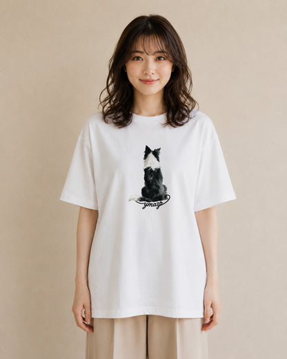 グラフィックTシャツ レディース ボーダーコリー 犬 いぬ イラスト 抜け感 誕生日プレゼント 綿100 白T