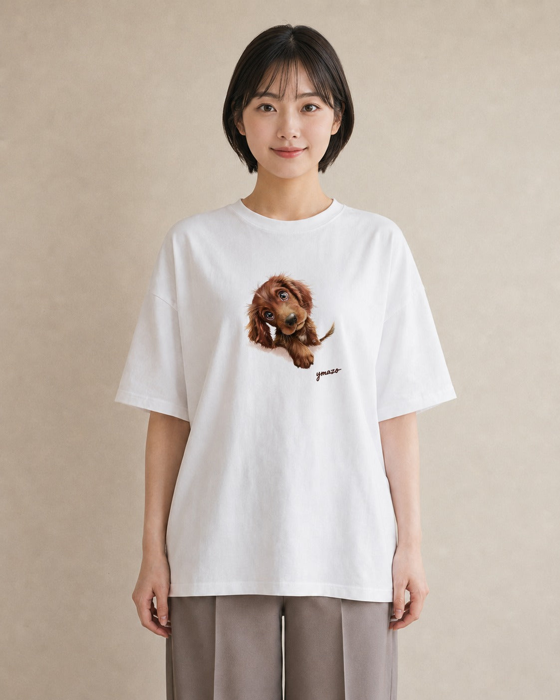 Tシャツ レディース わんちゃん 犬 いぬ イラスト シック ビーチ デイリーウェア 白T